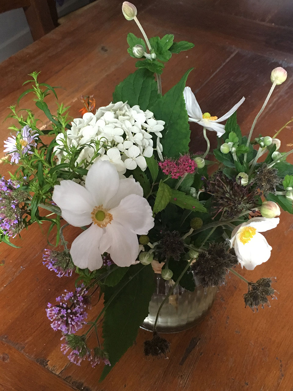 Jar of garden flowers