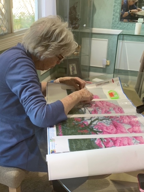 Jean Watford with her sakura diamond artwork